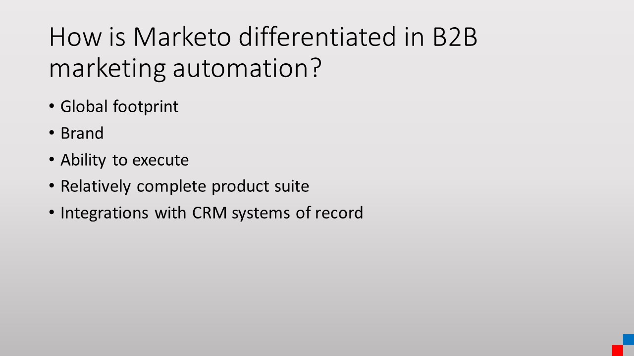 What are Marketo's product strengths?